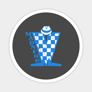 Madness Vintage Checkerboard Blue & White Magnet